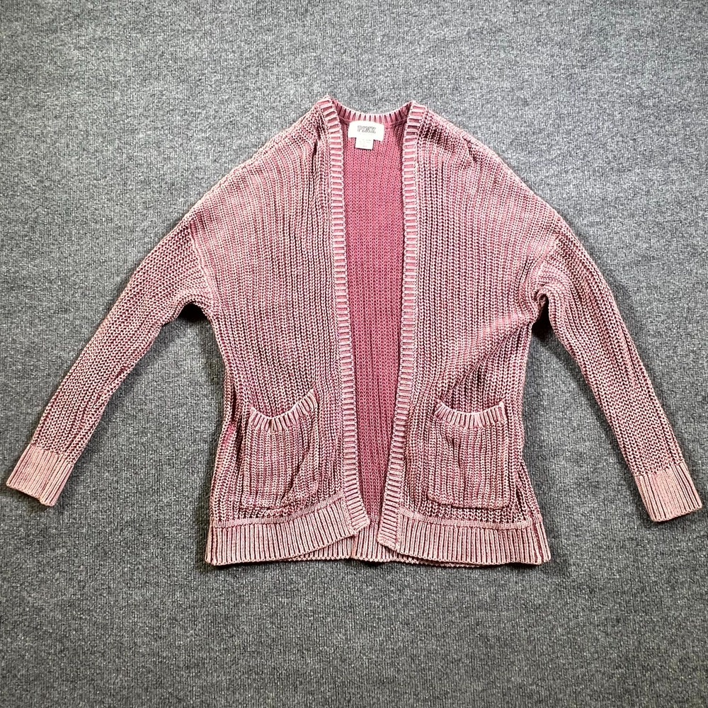 Victoria's Secret PINK Cardigan Sweater Womens Small Muted Pink Chunky Knit